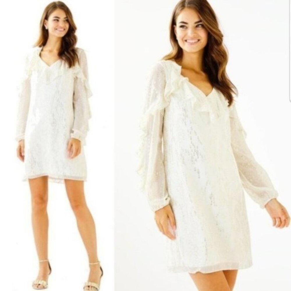 LILLY PULITZER Belle Metallic Silk Shift Dress nwt
